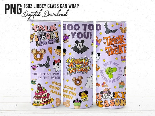 Mickey Halloween 20oz Skinny Tumbler Wrap, Spooky Season Tumbler Wrap, Halloween Tumbler Png, Boo To You, Trick Or Treat, Halloween Snacks - VartDigitals