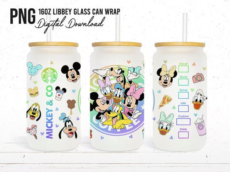 Cartoon character 16oz libbey can Cartoon PNG, 16oz Glass Can Wrap, 16oz Libbey Can Glass, Catoon kids Tumbler Wrap, Full Glass Can Wrap - VartDigitals