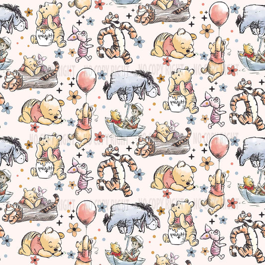 Magical Cartoon Seamless Pattern, Winnie Seamless Pattern Designs, Classic Cartoon Seamless Digital Paper, Digital Download