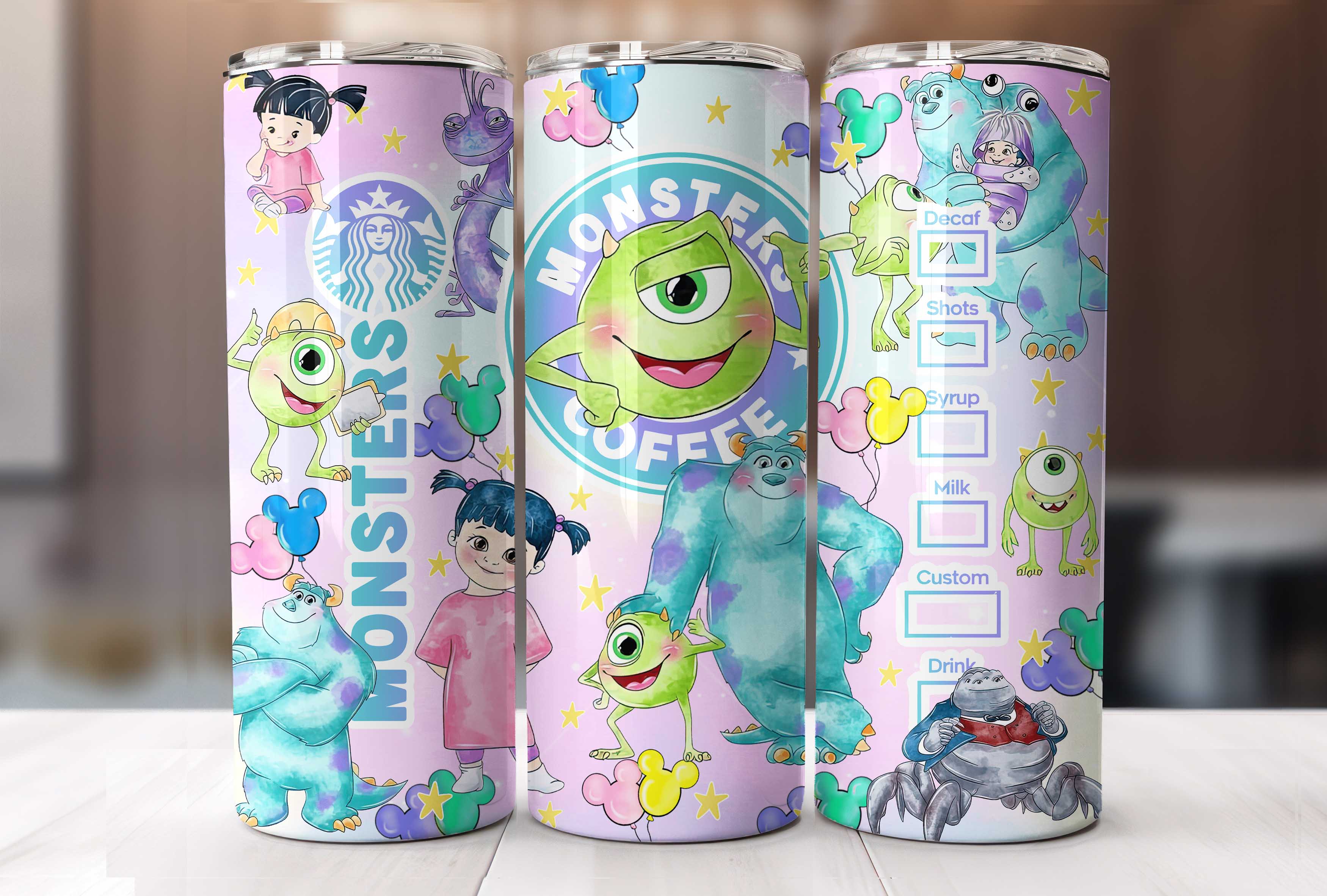 Monster Raptor Wrapped Monsters Tumbler Wrap, 20oz Straight Skinny Wrap, Monster Cartoon Subl ...