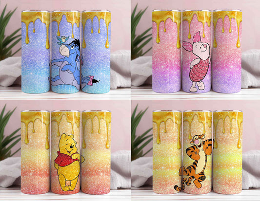 Bundle 4+ Cartoon Bear Glitter 20oz Skinny Tumbler PNG, 20oz Sunflowers Skinny Sublimation, 3D Puffy Bear Tumbler, Cartoon Tumbler, Digital Download