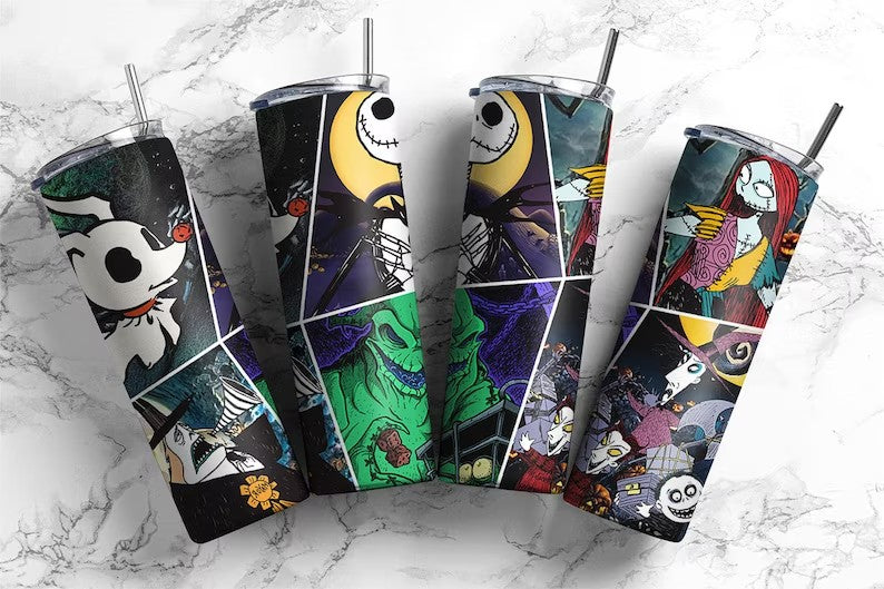 Scary Movie Tumbler Wrap, 20oz Skinny Tumbler, Haunted Mansion Tumbler Wrap, Jack Skellington Tumbler, Halloween Wrap, Trick or treat Png - VartDigitals