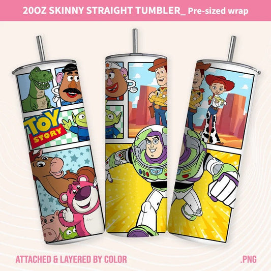 Toy Story Tumbler 20oz Sublimation Design PNG, Kids Cartoon Tumbler, Movie Character Tumbler Straight and Tapered PNG - VartDigitals