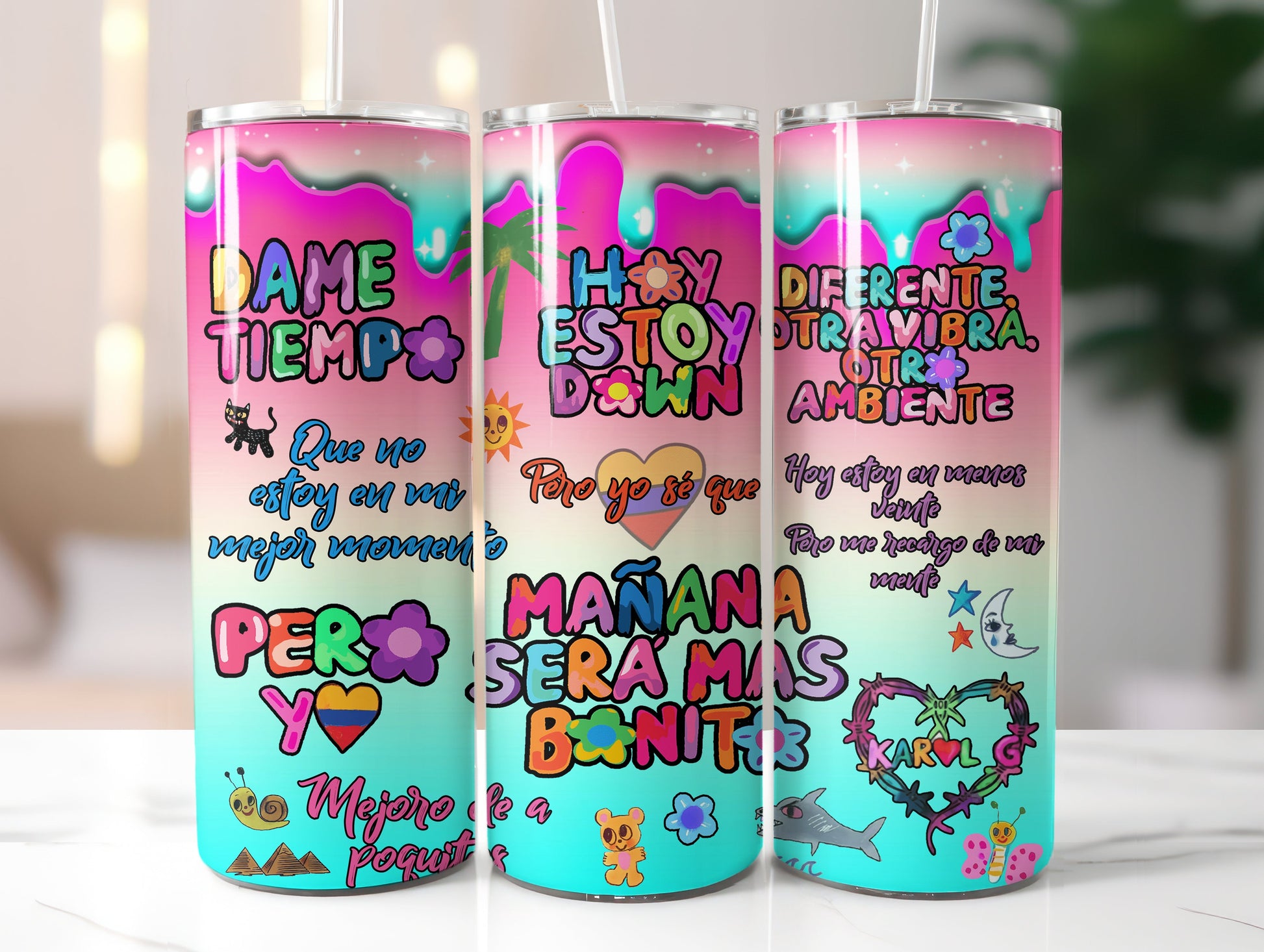 Karol New Album Cover Mañana Será Bonito 20oz Sublimation Tumbler Wrap, Manana Sera Bonito Tumbler Wrap PNG, Karol G Tumbler Wrap 1 - VartDigitals