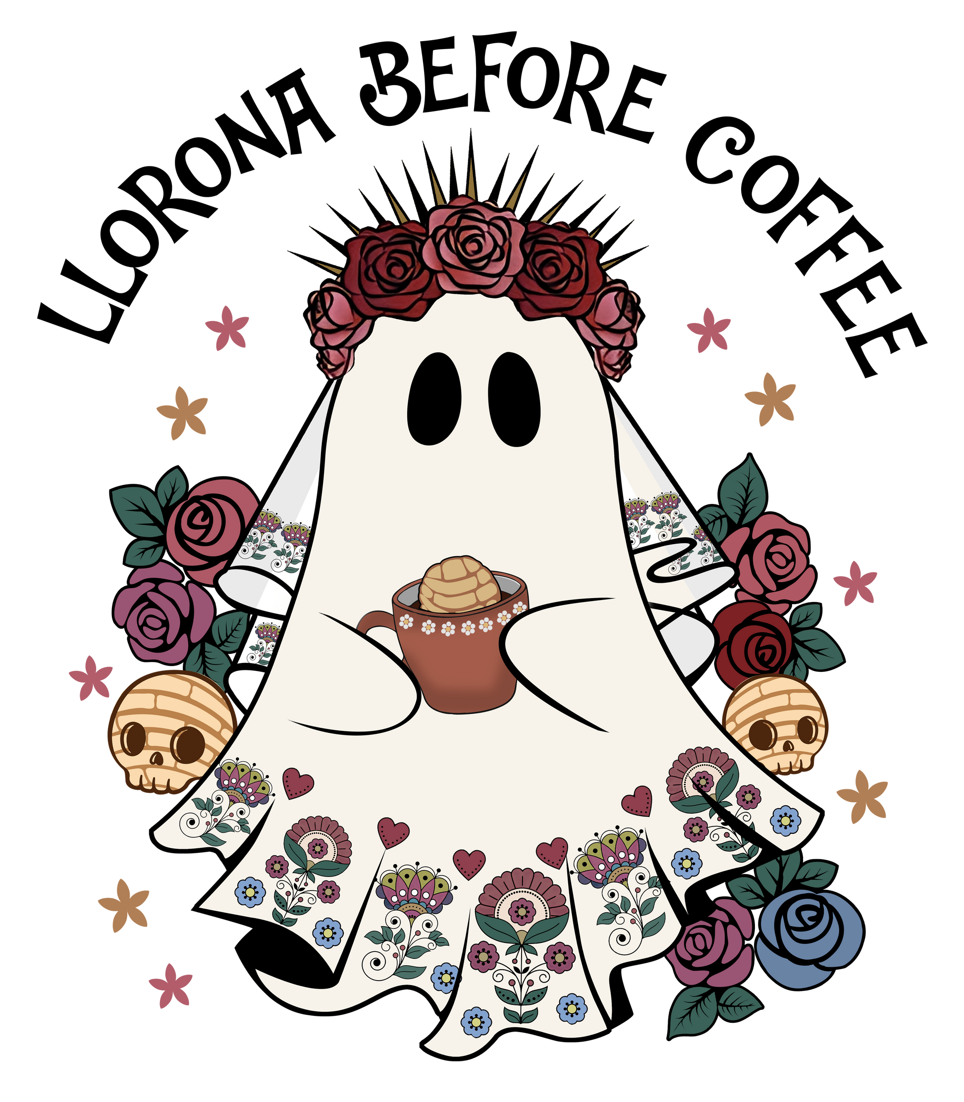 Llorona Before Coffee, Ghost Llorrona PNG,  Spooky Conchas PNG, Cafecito Halloween, Mexican Halloween - VartDigitals