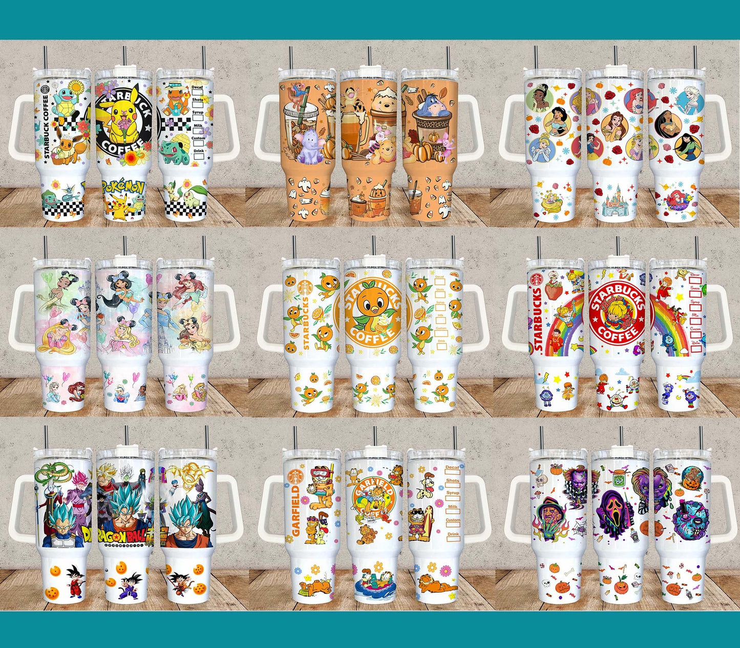 Bundle 9+ Designs Movies Characters 40oz Tumbler Wrap Png, Cartoon Characters, 40oz Tumbler Png, Magic Cartoon 40oz Tumbler Png Sublimation Design