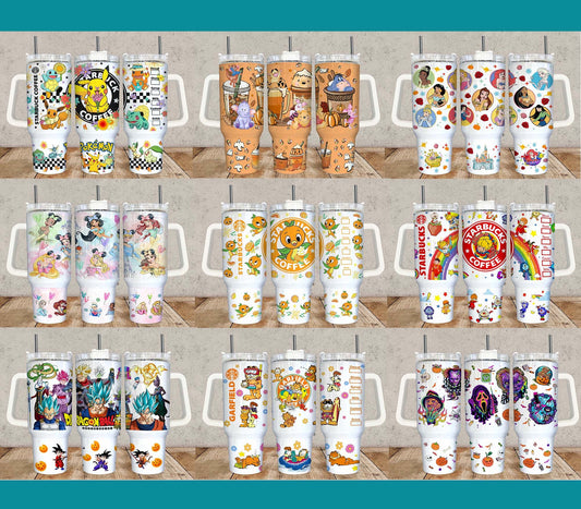 Bundle 9+ Designs Movies Characters 40oz Tumbler Wrap Png, Cartoon Characters, 40oz Tumbler Png, Magic Cartoon 40oz Tumbler Png Sublimation Design