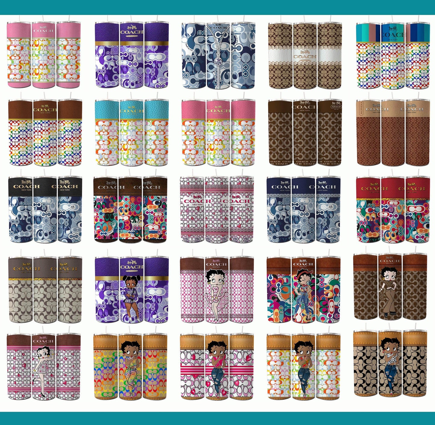 Bundle 25+ Designs Bags Pattern Tumbler PNG, Betty 20oz Skinny Tumbler Designs, Sublimation Designs, Betty Custom Tumbler Wrap, Png Download