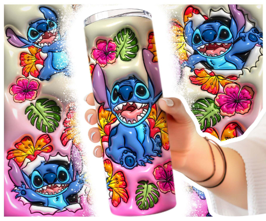 Inflated Stitch Tumbler Design PNG, 3D Stitch Tumbler Wraps 20oz Skinny Sublimation Digital Downloads 3D Puffy Stitch Design Sublimation 2 - VartDigitals