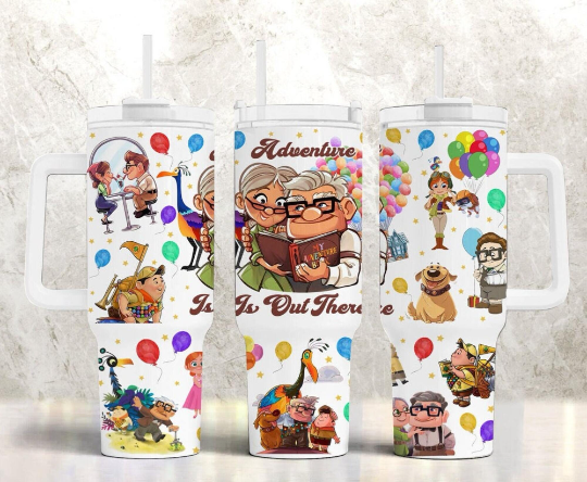 Carl And Ellie Tumbler Png, 40oz Quencher Tumbler, valentine Tumbler Wrap, Cartoon Sublimation Design, Tumbler Wrap, Png Instant Download - VartDigitals