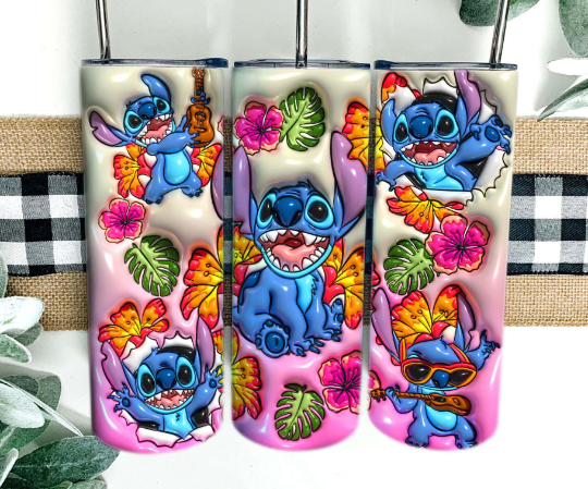 Inflated Stitch Tumbler Design PNG, 3D Stitch Tumbler Wraps 20oz Skinny Sublimation Digital Downloads 3D Puffy Stitch Design Sublimation 2 - VartDigitals