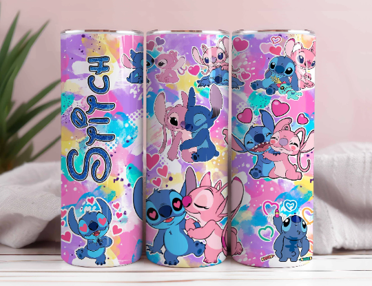 Cartoon Stitch Color Splash Tumbler PNG, 20oz Skinny Tumbler, Sublimation Tumbler, Stitch Spring, Stitch Valentine tumbler - VartDigitals