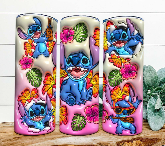 Inflated Stitch Tumbler Design PNG, 3D Stitch Tumbler Wraps 20oz Skinny Sublimation Digital Downloads 3D Puffy Stitch Design Sublimation 2 - VartDigitals