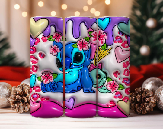 Inflated Stitch Tumbler Design PNG, 3D Stitch Tumbler Wraps 20oz Skinny Sublimation Digital Downloads 3D Puffy Stitch Design Sublimation 3 - VartDigitals