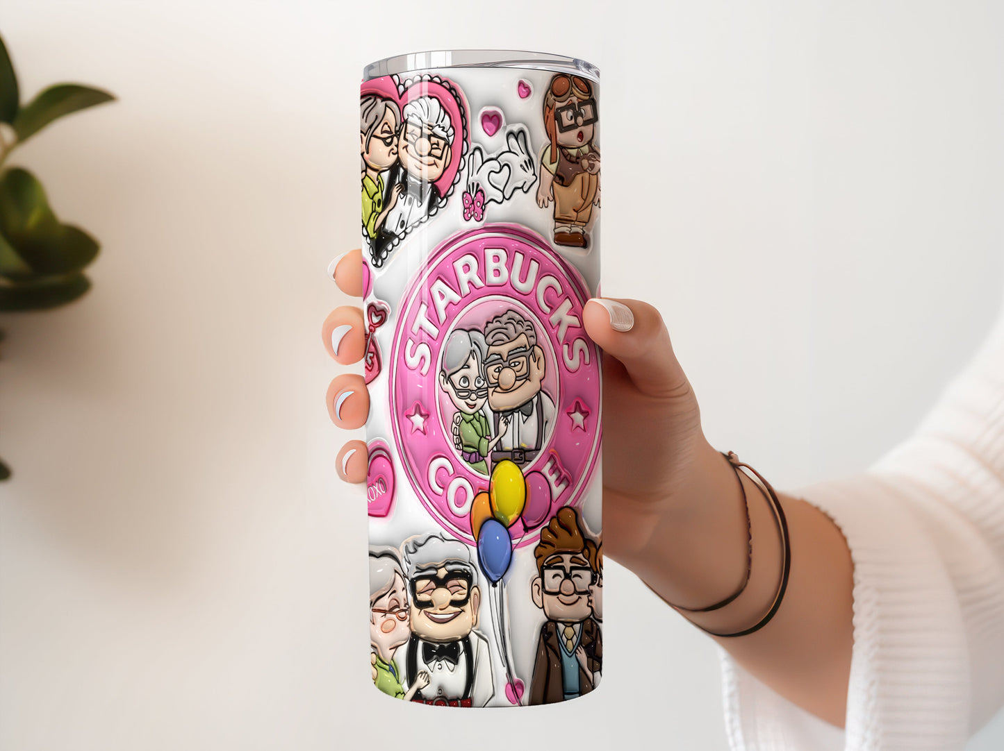 3D Inflated Carl Ellie Valentine Coffee Tumbler Wrap, 3D Up Movie Valentine Tumbler Png, 20 oz Skinny Love Tumbler Png, Heart Tumbler Png - VartDigitals