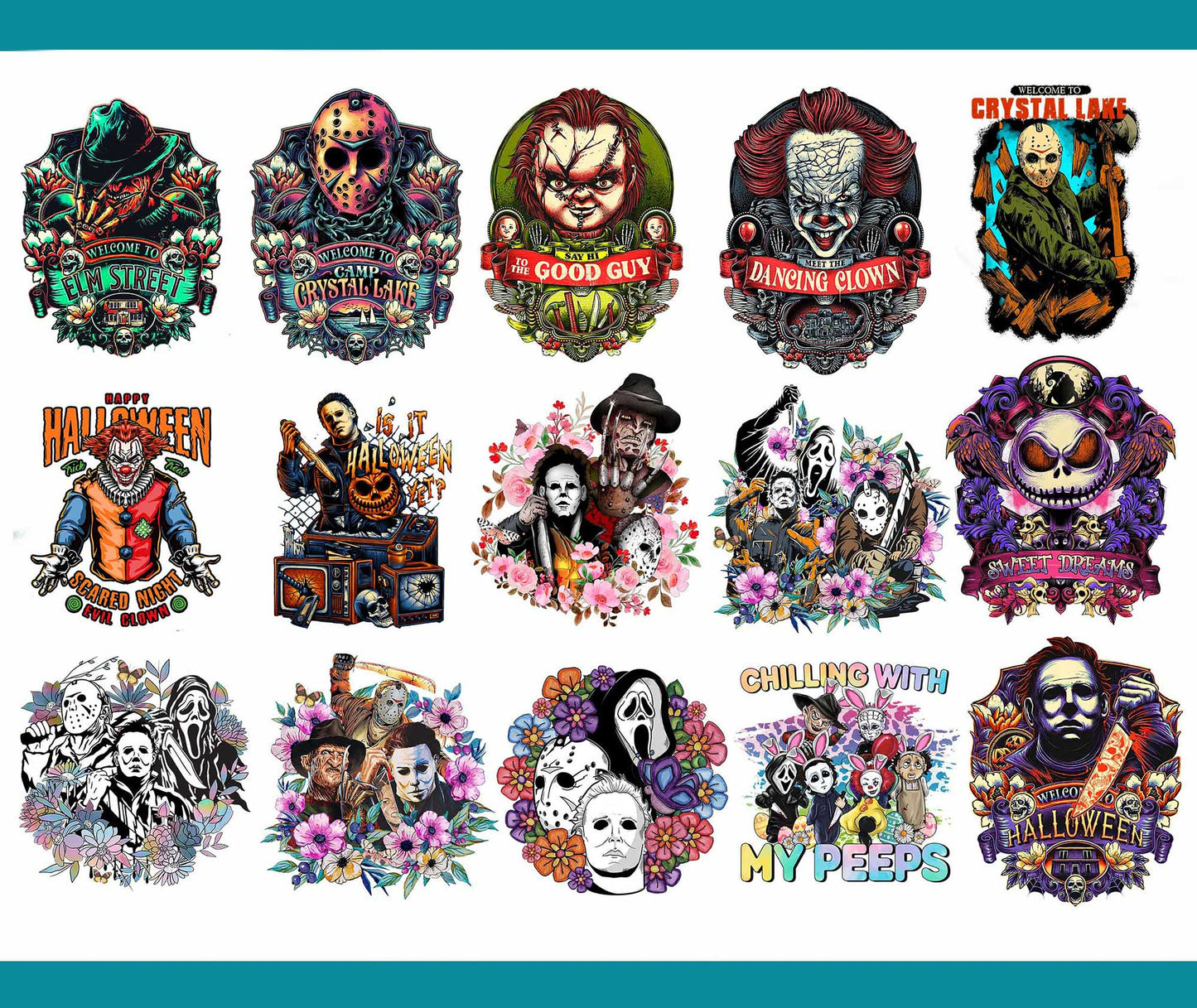 Horror PNG Bundle, Horror Movie, Halloween Horror, Horror Friends, Horror characters, PNG file for sublimation