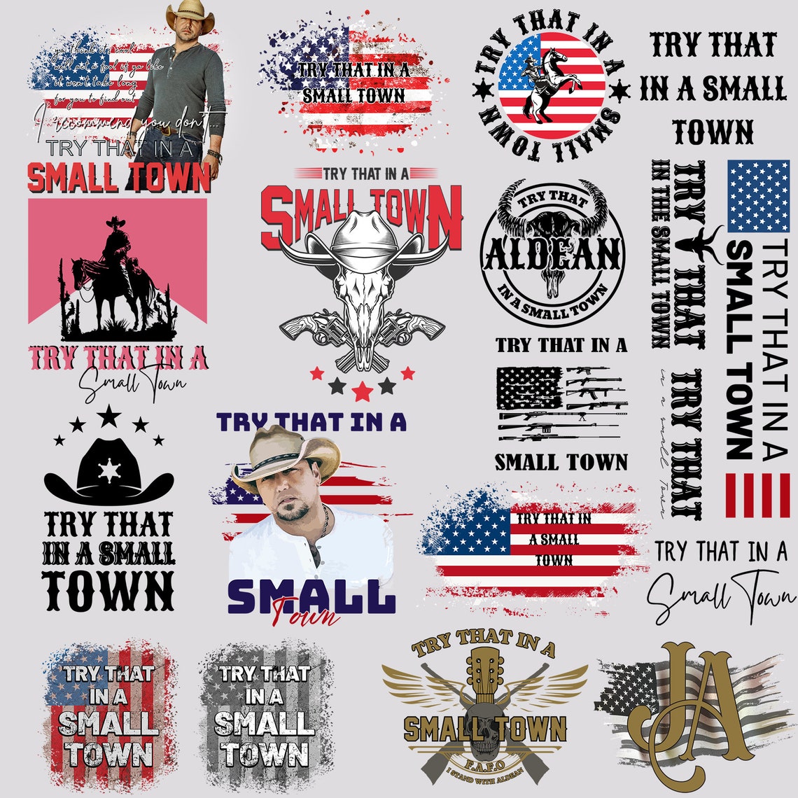 40+ Try That In A Small Town Bundle Png, Cow Skull Small Town Png, Retro Country Shirt Png, Country Music Png, American Flag Png - VartDigitals