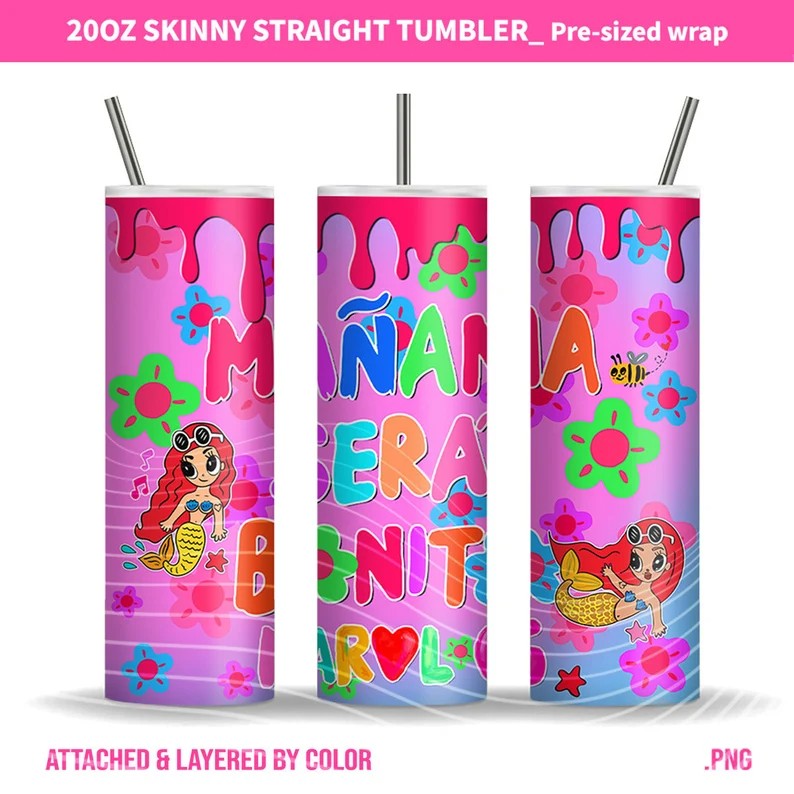 Karol New Album Cover Mañana Será Bonito 20oz Sublimation Tumbler Wrap, Manana Sera Bonito Tumbler Wrap PNG, Karol G Tumbler Wrap - VartDigitals