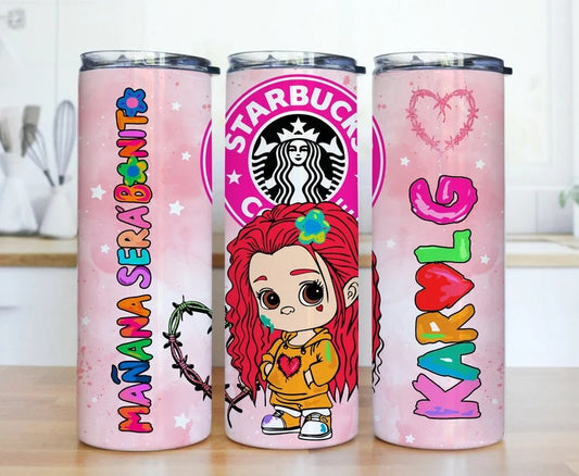 Karol New Mañana Será Bonito 20oz Sublimation Tumbler Wrap, Manana Sera Bonito Tumbler Wrap PNG, Karol G Starbucks Tumbler Wrap