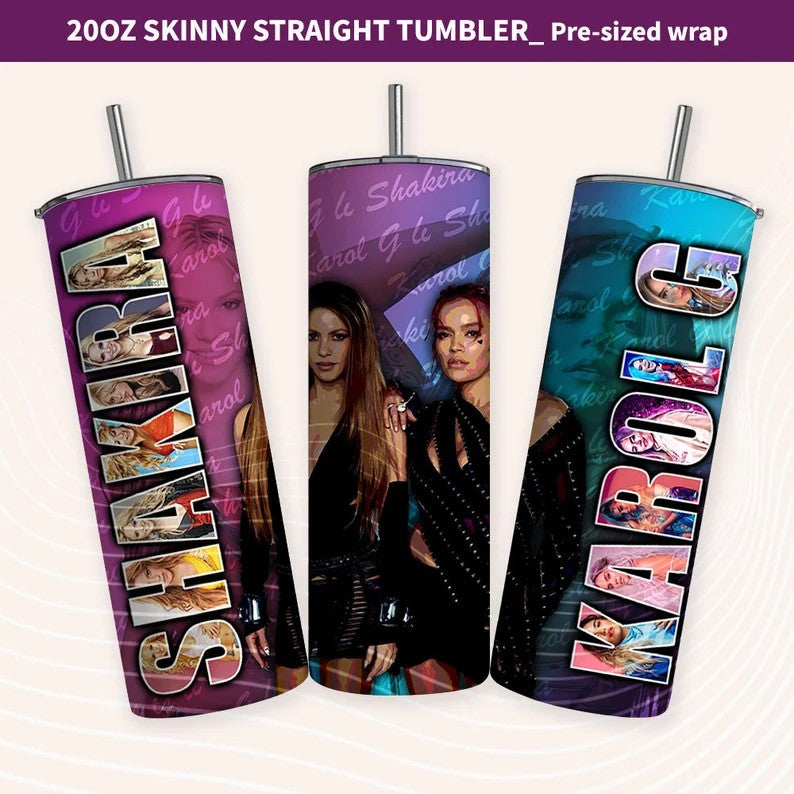 Karol G Shakira Tumbler Bundle, Mañana sera bonito, plantilla para sublimacion, Karol G y Shakira Tumblr 20 0nzas, Karol G BundleTumbler 20 oz Wrap Png