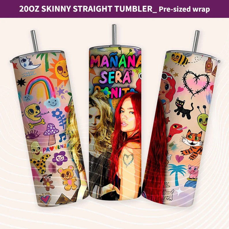 Karol G Shakira Tumbler Bundle, Mañana sera bonito, plantilla para sublimacion, Karol G y Shakira Tumblr 20 0nzas, Karol G BundleTumbler 20 oz Wrap Png