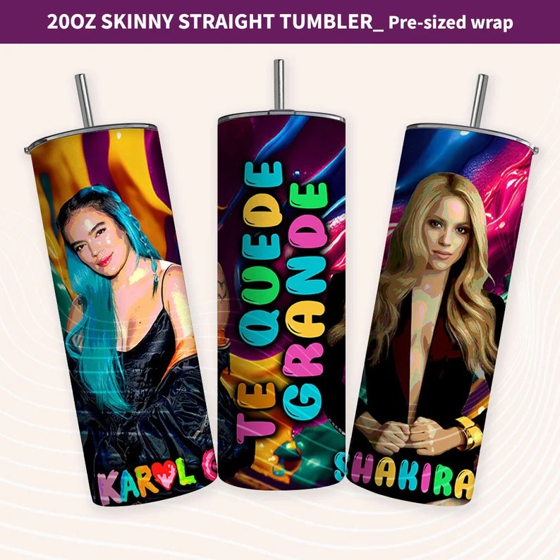 Karol G Shakira Tumbler Bundle, Mañana sera bonito, plantilla para sublimacion, Karol G y Shakira Tumblr 20 0nzas, Karol G BundleTumbler 20 oz Wrap Png