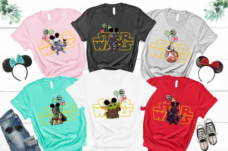 Baby Yoda Shirt Disney Shirt Mickey Balloon Disney Ears Shirt Disney Balloon Shirt For Daughter Son Unique, PNG Download - VartDigitals