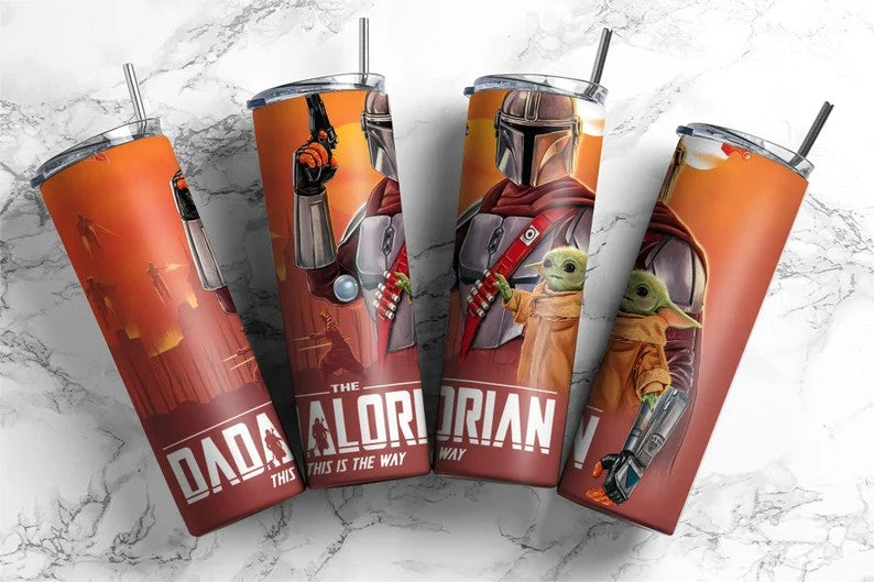 Star Wars Tumbler Wrap, Dadalorian Tumbler Wrap, 20oz Skinny Straight Wrap, Full Tumbler Wrap, Star Wars Wrap Png, Sublimation Design