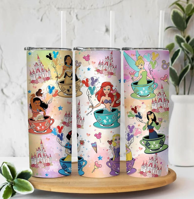 Princess Tumbler Wrap, 20oz Skinny Tumbler, Princess Tumbler, Cartoon Tumbler Wrap, Magic Castle, Balloon Png, Tumbler Print - VartDigitals