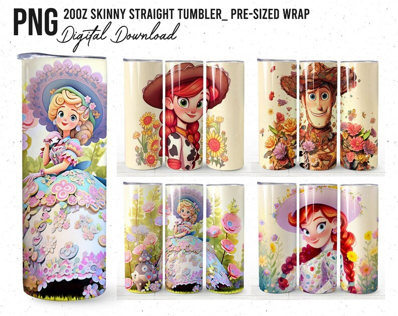 Bundle Cartoon Tumbler, 20oz Skinny Tumbler, Cartoon Tumbler, Full Tumbler Wrap, Toy Story Tumbler, Toy Story Png, Tumbler Wrap,Png download - VartDigitals