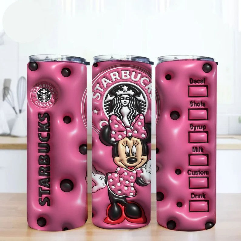 Inflated Cartoon Tumbler Design Png 3D Tumbler Wraps 20oz Skinny Sublimation Digital Downloads 3D Puffy Mouse Design Sublimation Png 6 - VartDigitals