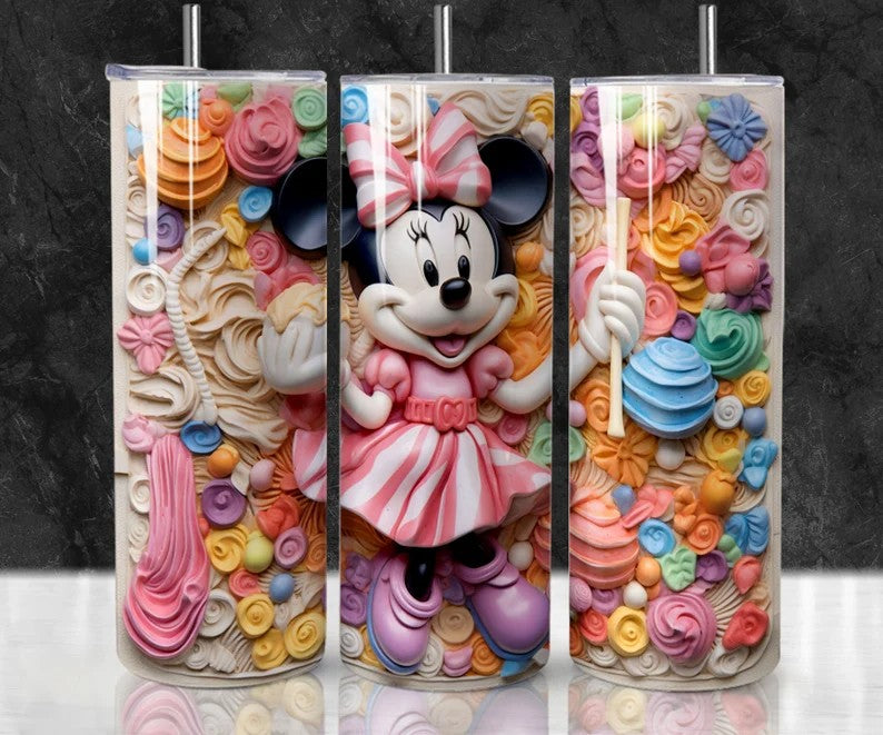 3D Cartoon Tumbler Wrap Design Png, 3D Snack Tumbler, 3D Minnie tumbler,20oz Sublimation Straight, 20 oz Tumbler Digital, 3D Wrap, Png - VartDigitals