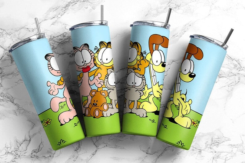 Bundle Yellow Cat 20oz Skinny Tumbler Wrap Design PNG, Cartoon 80s Tumbler, 80s cartoons png, Retro 80s cartoons Tumbler Wrap - VartDigitals