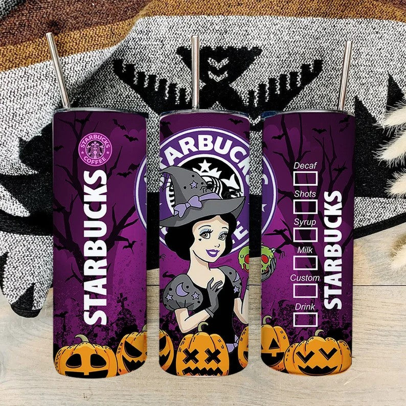 Bundle 20 oz Princess Halloween Starbucks Tumbler Wrap, Princess Tumbler Png, Ariel Png, Beauty And The Beast, Trick Or Treat, Spooky Vibes - VartDigitals