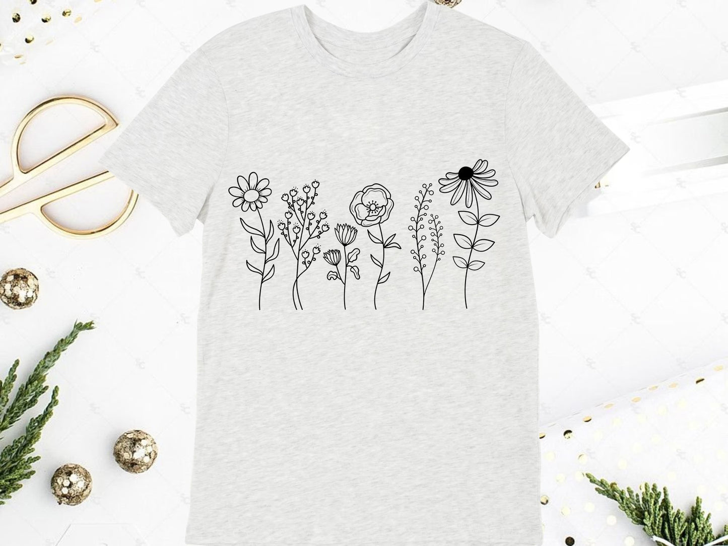 Wildflowers svg, Floral svg, Wild flower svg, flower sketch svg, cricut and silhouette, Instant Download, Floral Sublimation