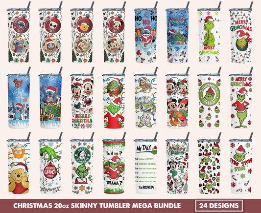 Christmas Tumbler Bundle, 20oz Skinny Straight, 20oz Christmas Tumbler, Christmas Tumbler Wrap, Tumbler Wrap Png, Digital Download - VartDigitals