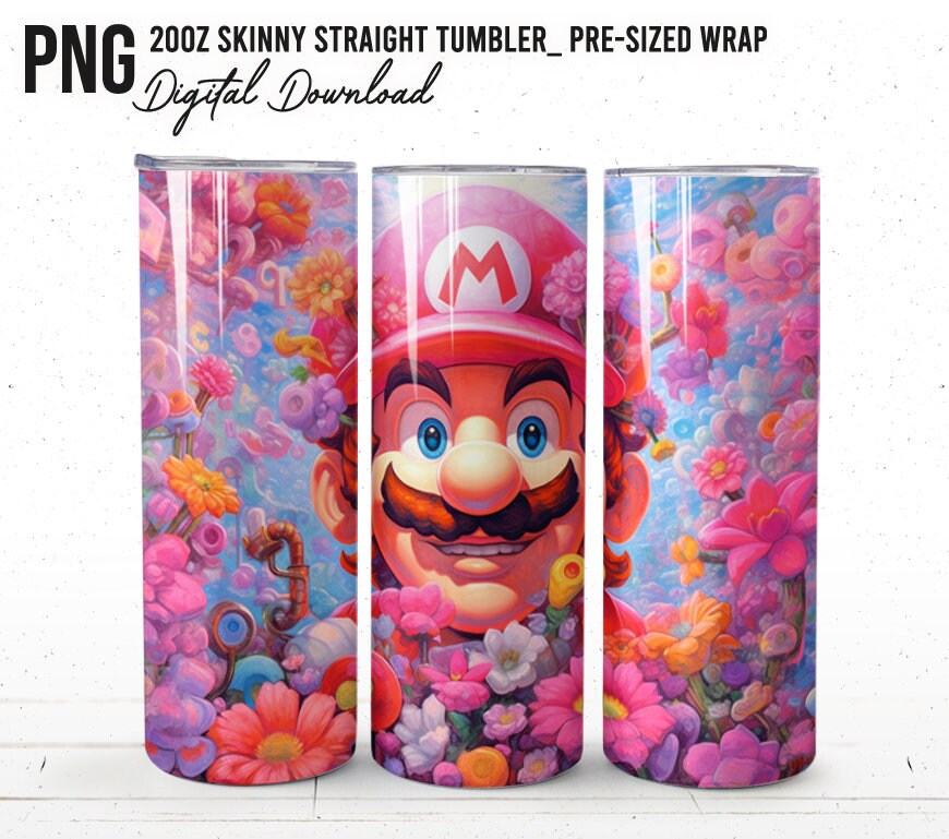 Big Bundle Mario Tumbler, Mario Tumbler 20oz, 20oz Skinny Tumbler, Cartoon Tumbler, Video Game Skinny Tumbler -FREE 24 Designs 20oz tumbler - VartDigitals