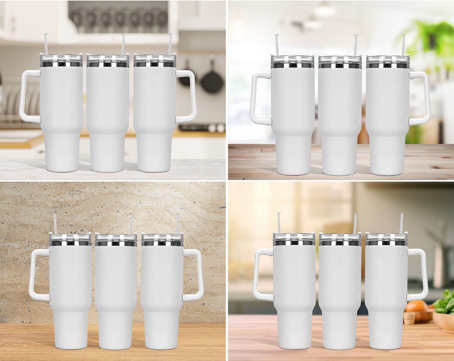 50x 40z Tumbler Mock Up PNG Transparent File, Photoshop Smart Object - Edit in CANVA, Photoshop, 40oz Tumbler with Handle Mock-Up - VartDigitals