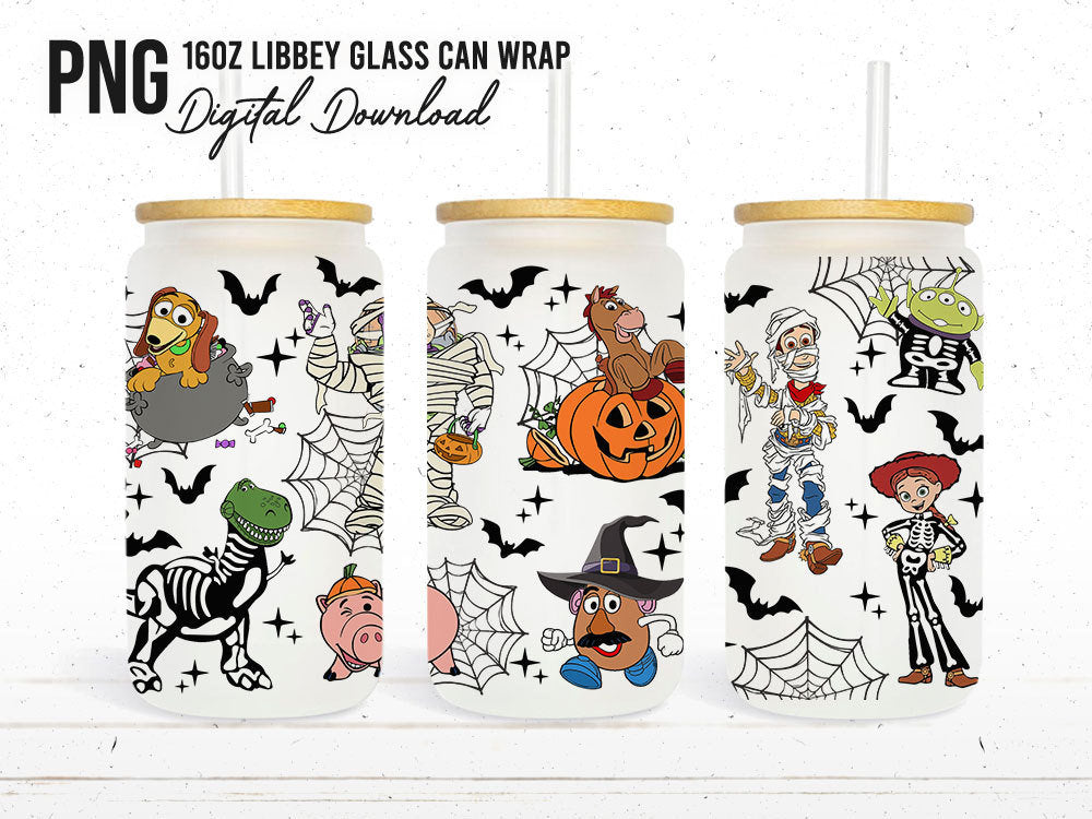 Halloween Snack Tumbler Wrap, 16oz Can Glass Wrap, Cartoon Can Glass, Spooky Vibes Can Glass, Halloween Png, Sublimation Design Png - VartDigitals