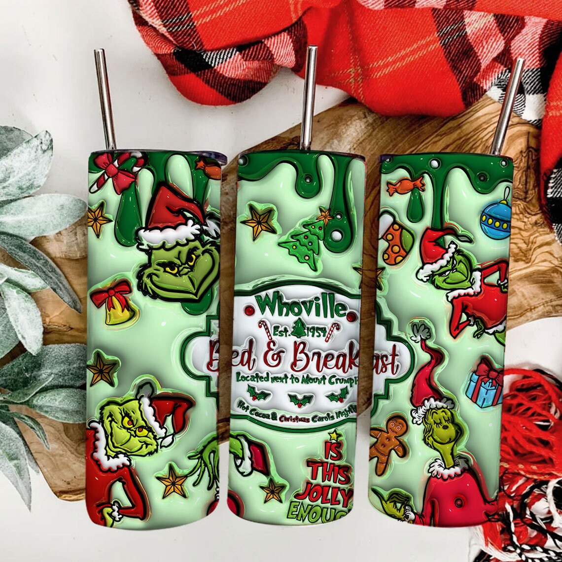 3D Inflated Christmas Tumbler Wrap, Retro Merry Christmas Png, 3D Christmas Png, Christmas Ornament, Christmas Sublimation, Christmas Vibes - VartDigitals