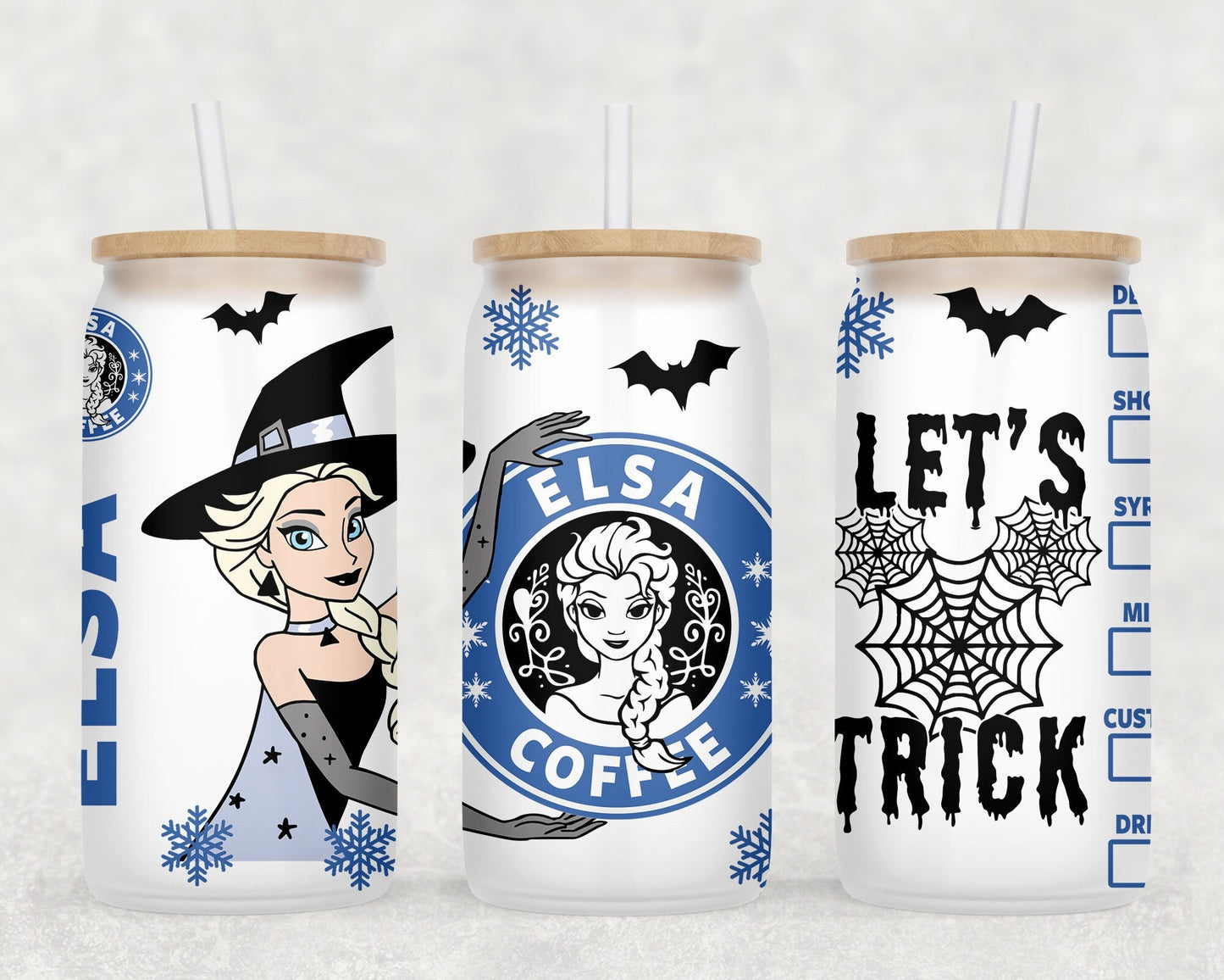 8 Fall Halloween Princess Coffee Logo Spooky Season Libbey Glass Can Wrap Sublimation Seamless Design 16 Oz Digital PNG Download - VartDigitals