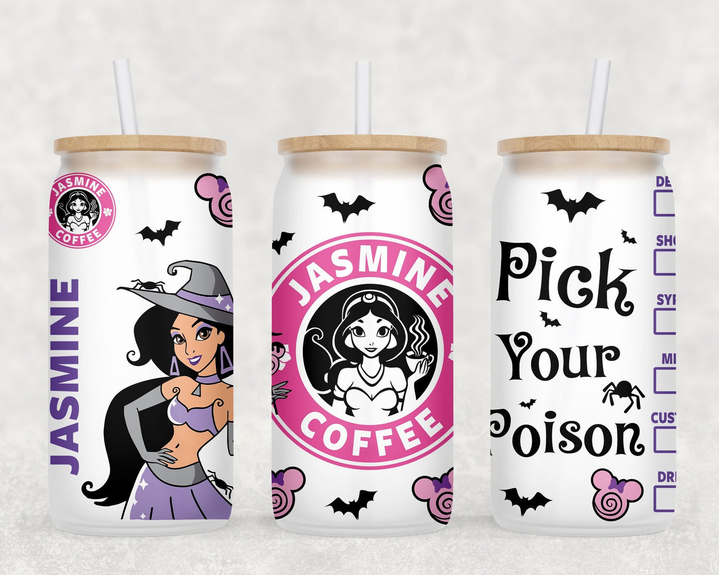 8 Fall Halloween Princess Coffee Logo Spooky Season Libbey Glass Can Wrap Sublimation Seamless Design 16 Oz Digital PNG Download - VartDigitals