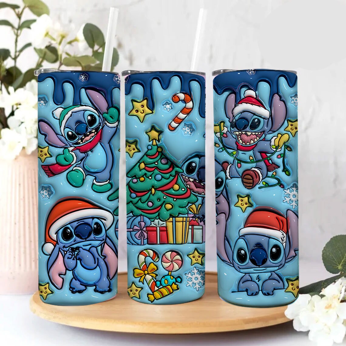 Inflated Cartoon Christmas Tumbler Wrap Png, 3D Christmas Vibes Tumbler Wrap, 20oz Sublimation, 3D Merry Christmas, 3D Inflated Christmas - VartDigitals