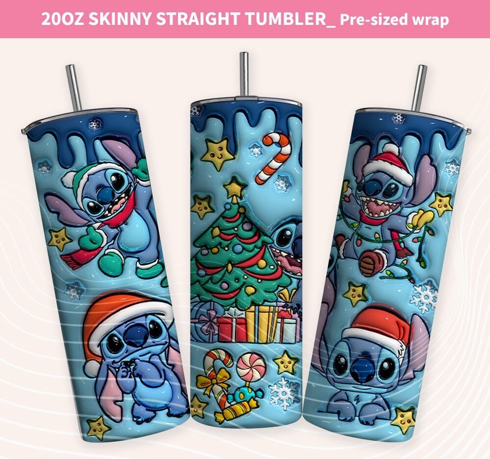 Inflated Cartoon Christmas Tumbler Wrap Png, 3D Christmas Vibes Tumbler Wrap, 20oz Sublimation, 3D Merry Christmas, 3D Inflated Christmas - VartDigitals