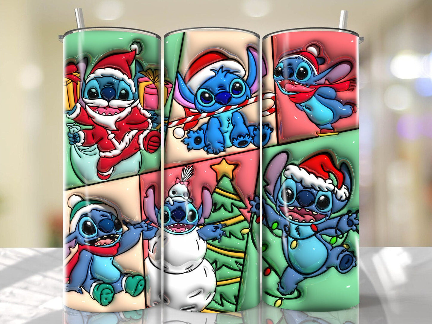 3D Inflated Christmas Tumbler Wrap, Inflated Cartoon Christmas Tumbler Wrap, Cartoon Christmas, 3D Tumbler Wrap, 20oz Skinny Tumbler Wrap - VartDigitals