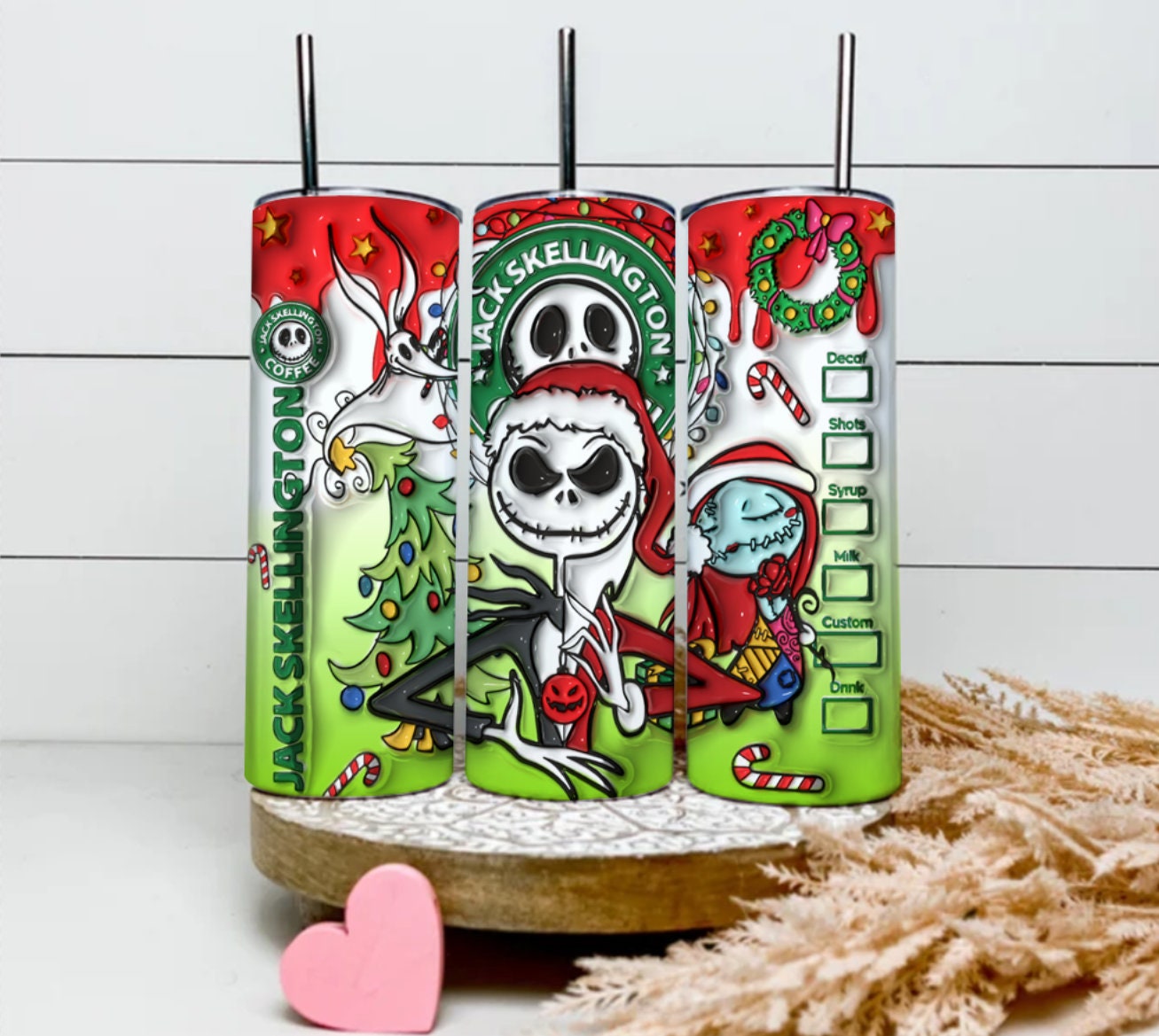 3D Inflated Cartoon Christmas Tumbler Design Png, 3D Christmas Vibes Tumbler Wrap, 20oz Sublimation, The Nightmare Before Christmas Wrap - VartDigitals