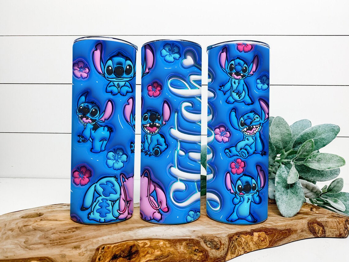 3D Inflated Cartoon Tumbler Wrap, Cartoon Design Tumbler, 3D Puffy Stitch Tumbler Wrap - VartDigitals