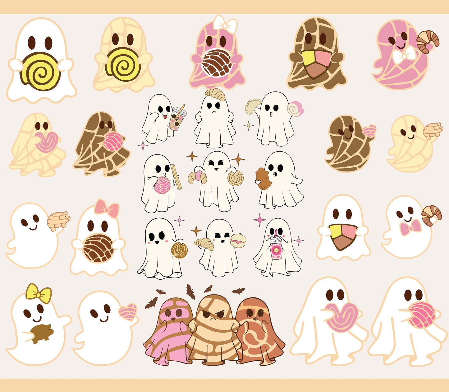 Spooky Conchas File, Mexican Conchas Ghost, Halloween Pan Dulce Stickers PNG, Layered Cricut Files, Download Easy SVG, Dia de Muertos - VartDigitals