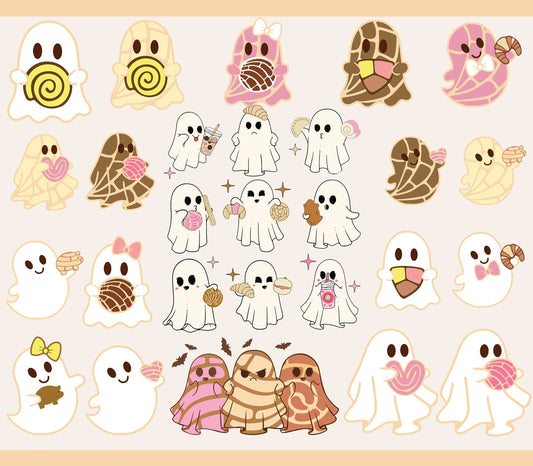 Spooky Conchas File, Mexican Conchas Ghost, Halloween Pan Dulce Stickers PNG, Layered Cricut Files, Download Easy SVG, Dia de Muertos - VartDigitals