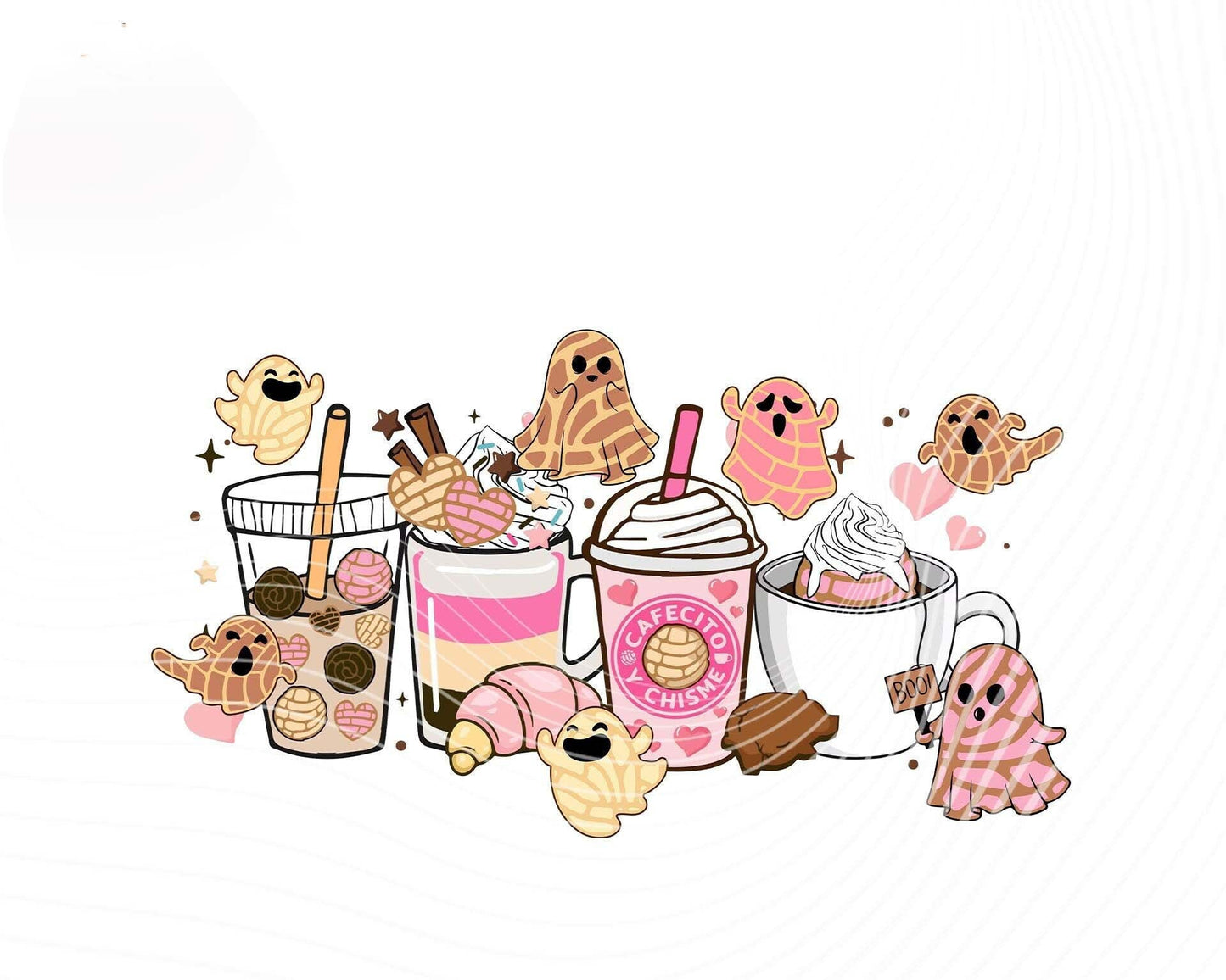 Spooky Conchas Png- Mexican Conchas Ghost, Halloween Pan Dulce Stickers PNG, Cafecito Y Chisme, Concha Sublimation Design, Mexican Ghost Png - VartDigitals